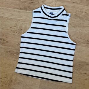 Ribbed Striped Womens Turtleneck